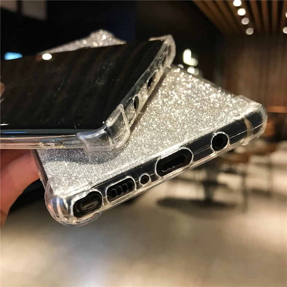 Для samsung примечание 9 8 S10 S10E S9 плюс крышка блеск Броня силиконовый чехол ТПУ Мягкая