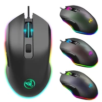 hxsj new rgb light wired mouse esport gaming mouse four adjustable dpi pc notebook office black computer mouse 6 button