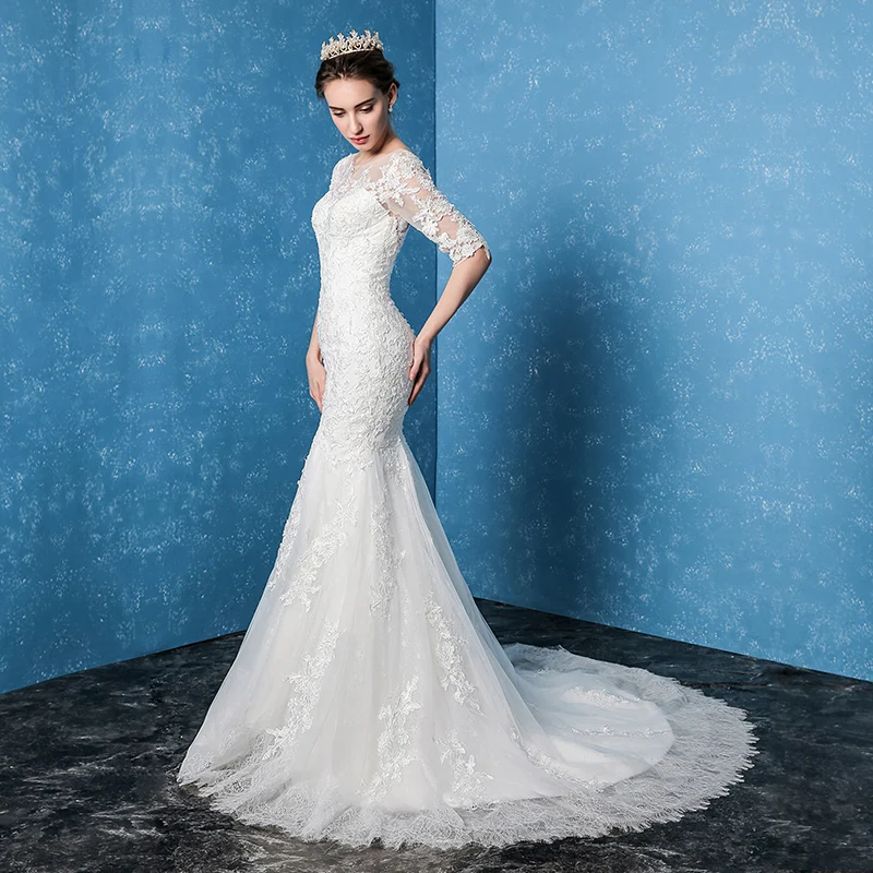 Свадебное платье Vestido De Noiva с коротким рукавом и круглым вырезом свадебное