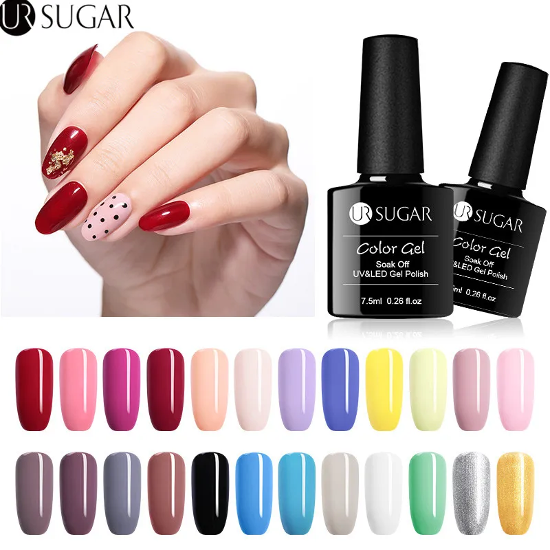 Ur Sugar 7,5 мл Цветной Гель-лак набор полуперманентный Vernis базовый верхний слой УФ светодиодный Гель-лак замачиваемый гель для ногтей маникюрный лак