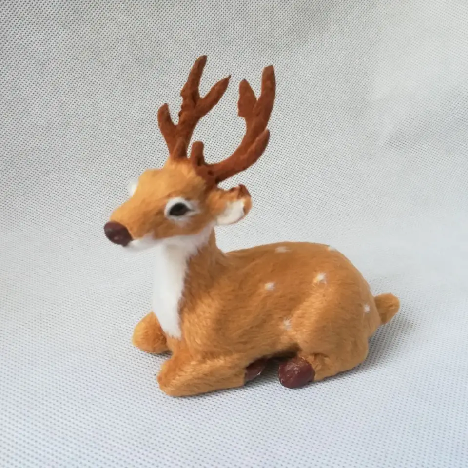 

real life toy lying sika deer model,polyethylene& fur 13x11cm deer handicraft,prop,desk Decoration,toy gift b0619