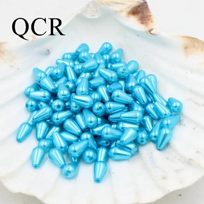 dark sky blue 100pcs Разноцветные 6*10 мм 100 шт./лот ABS бусины с двойным отверстием, имитация жемчуга, бусины для изготовления ювелирных изделий, индийские бусины - Цвет: dark sky blue 100pcs