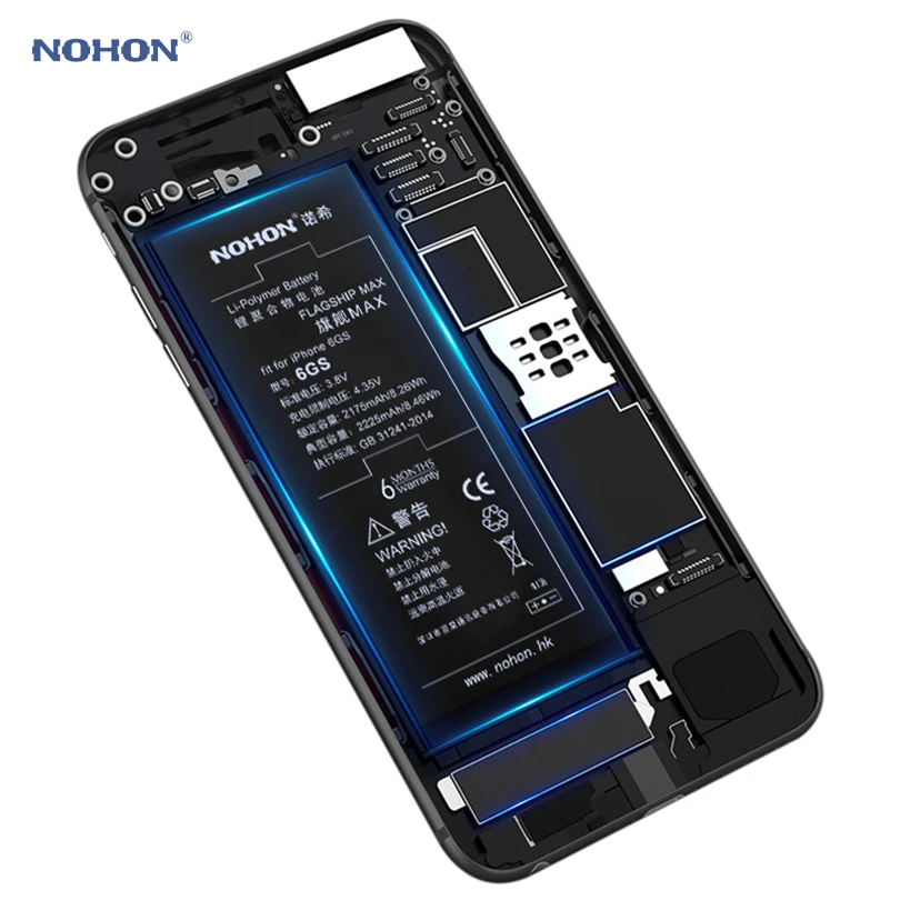 Nohon батарея для Apple iPhone 6s Plus 6GS 6splus X Xr Xs Max iPhone6S 1715mAh 3650mAh встроенный аккумулятор