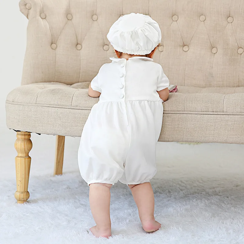 Детские платья для крещения комбинезон маленьких мальчиков и девочек белый с