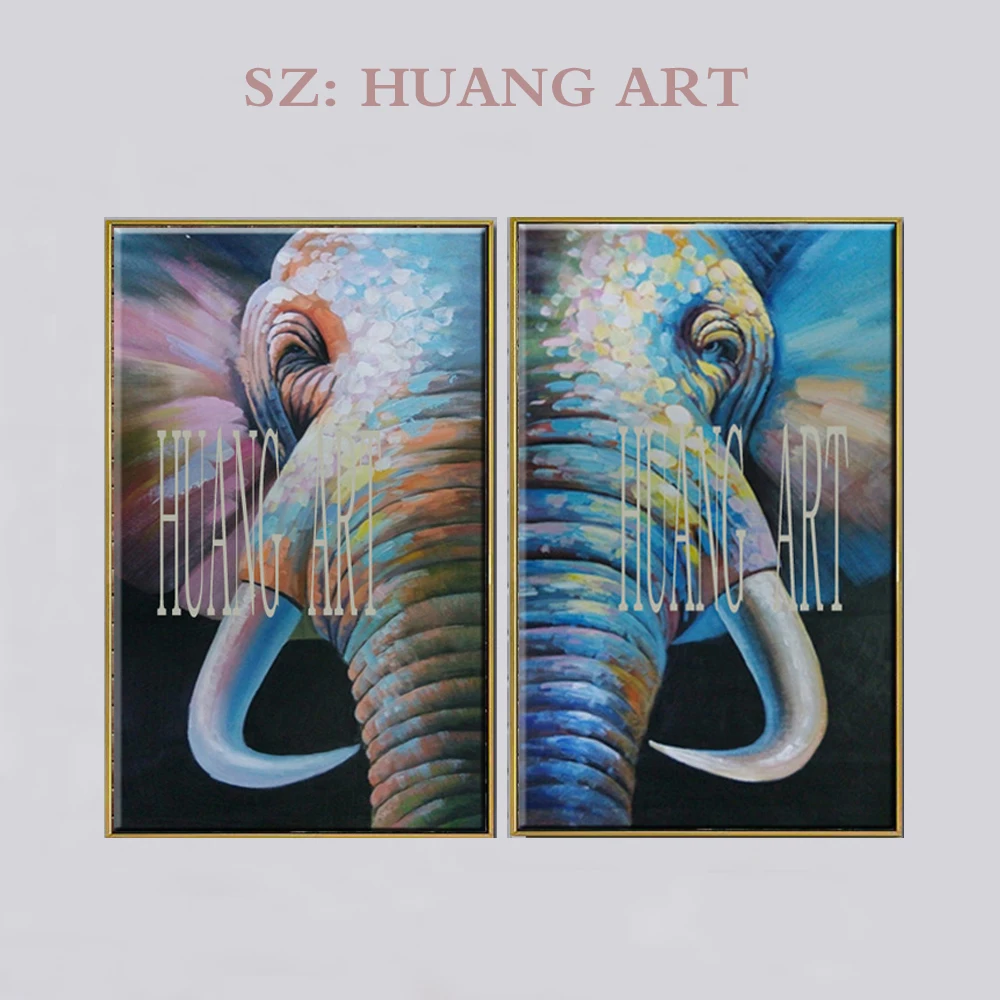 

Big Size high quality Modern Hand-painted home Decor Animal Combination lephant Oil Painting On Canvas Wall Art picture for Hom