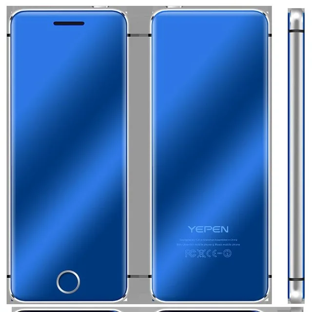 Ультратонкие металлический корпус YEPEN N2 Роскошный мини карты телефон 1,6" мобильных телефонов Bluetooth с бесплатным случае двойное зеркало сенсорной клавиатурой - Цвет: blue
