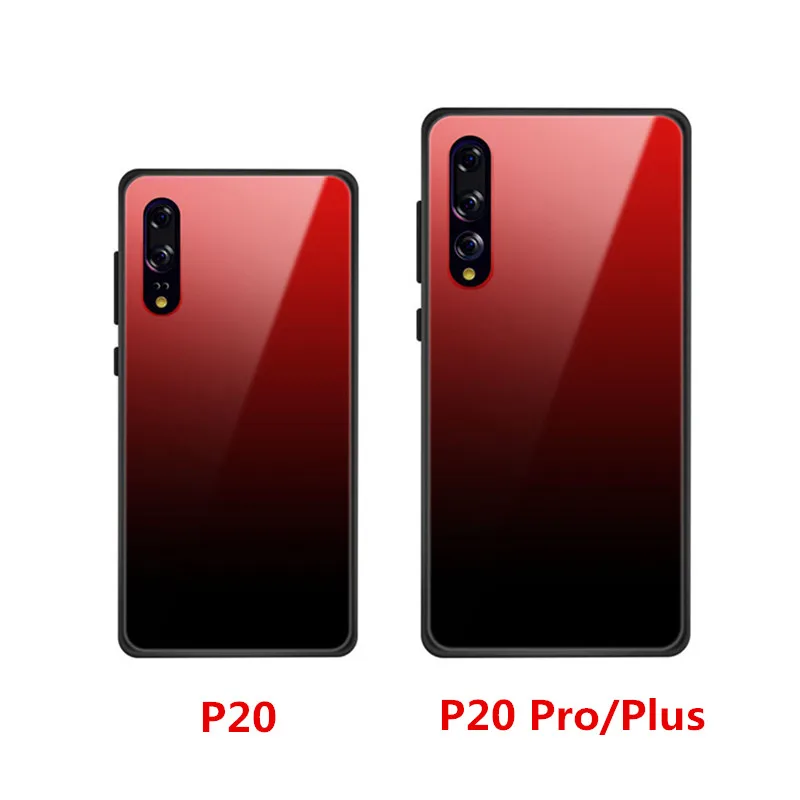 LANCASE градиент Цвет чехол для huawei P20 Lite силиконовый мешок закаленное Стекло