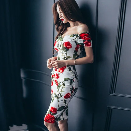 Для женщин пикантные с открытыми плечами короткий рукав Bodycon платье карандаша