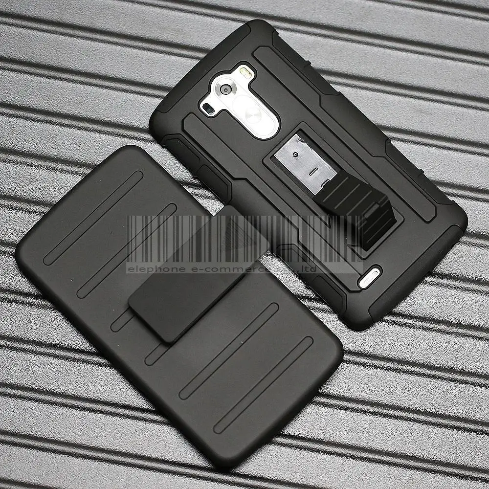 Black Protective Armor Impact Hybrid Shockproof Stand Hard Case For LG G3 D850 D851 D855 LS990 Cover With Belt Clip |