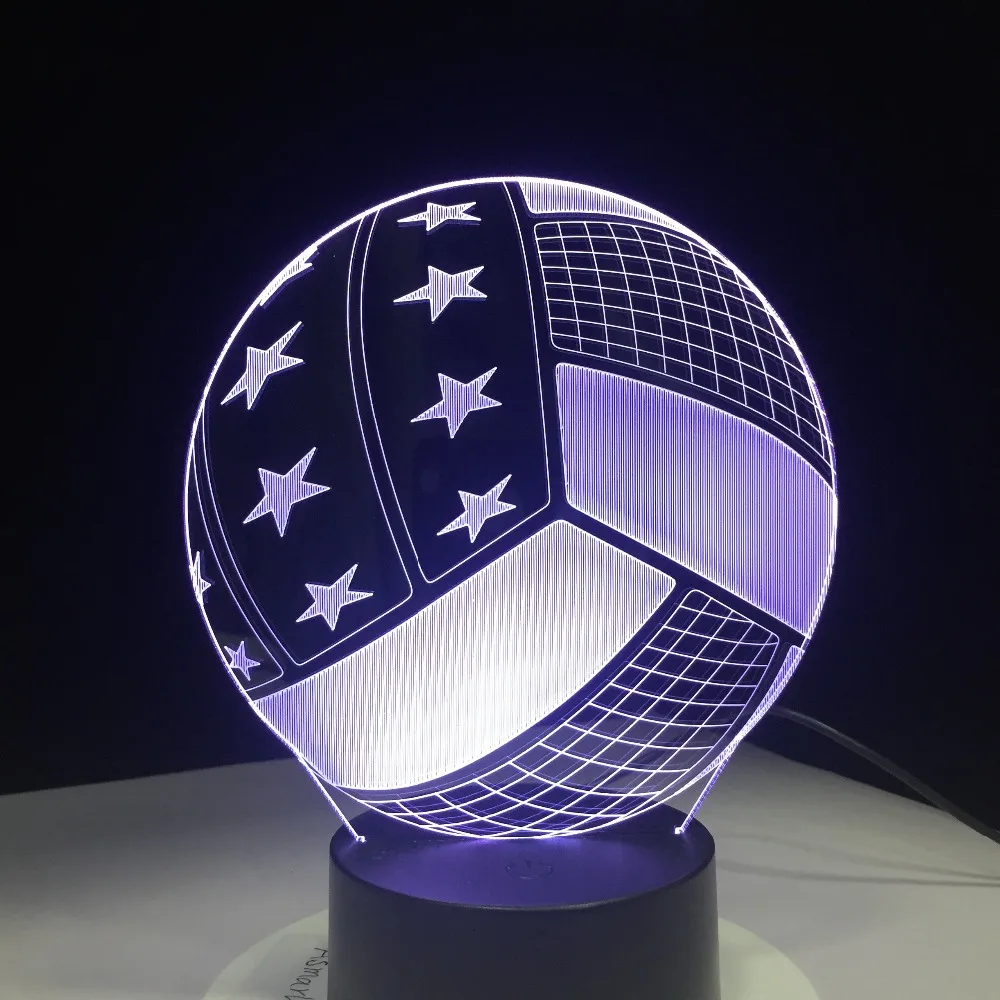 3D светодиодный ночник для США командного волейбола с 7-цветным ночным освещением