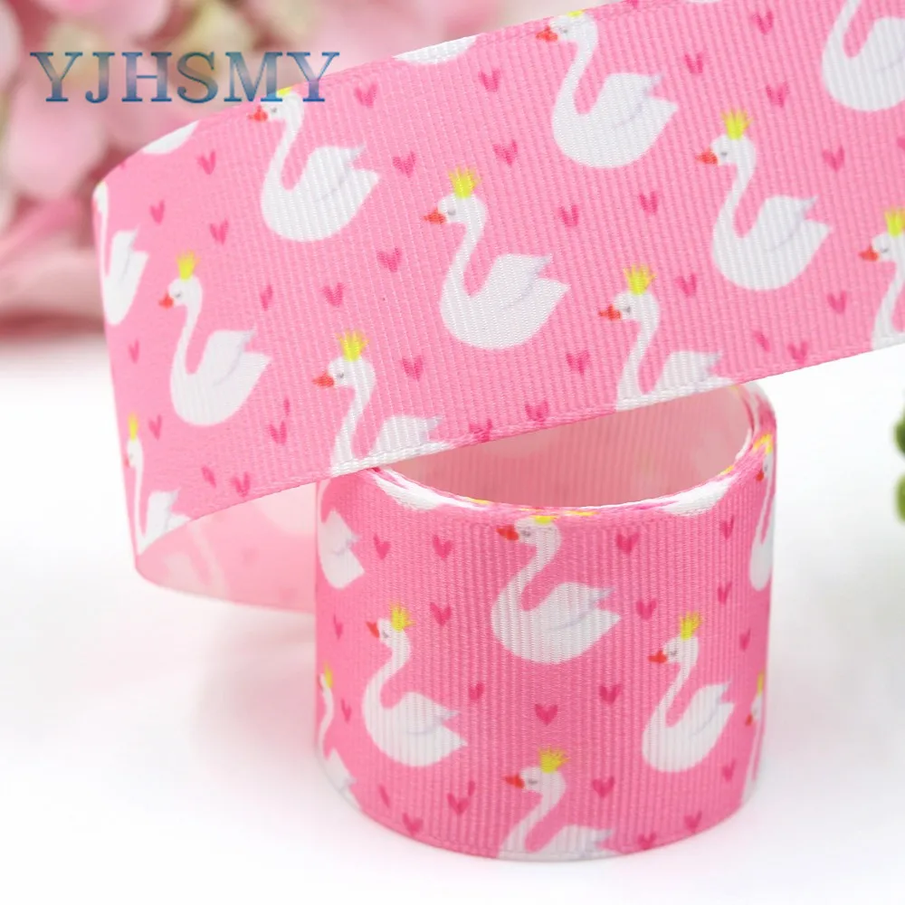 YJHSMY I-19221-435 38 мм 10 ярдов мультфильм лебедь термопечать ленты grosgrain Бант колпачок DIY