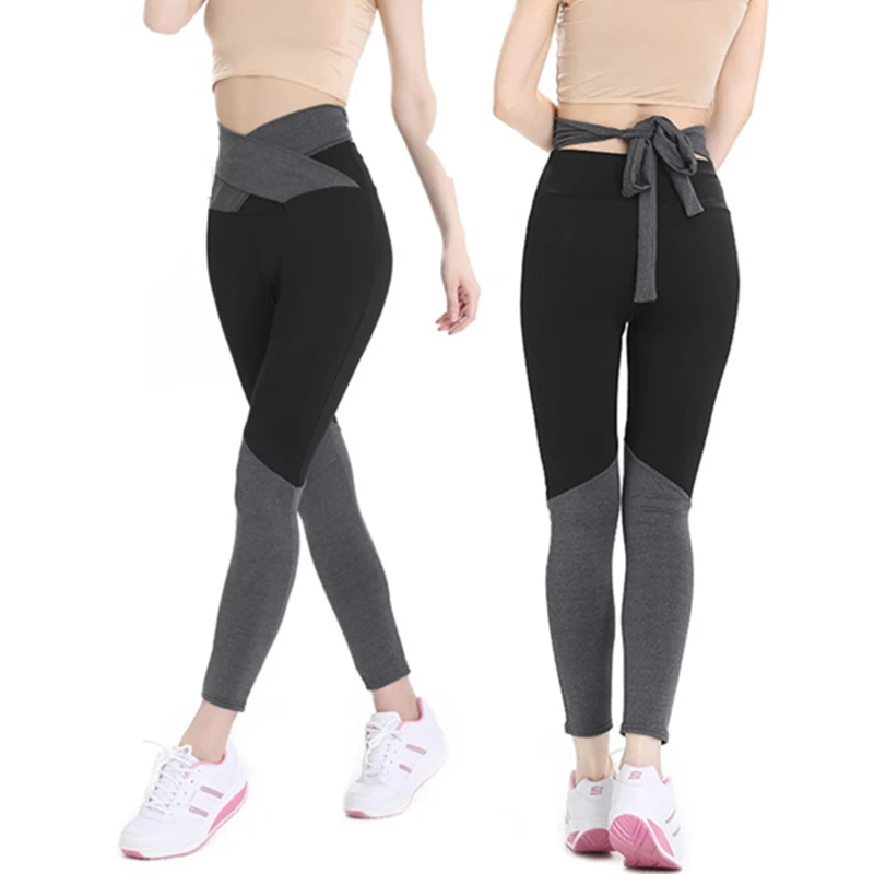 Для женщин Высокая Талия Повязки бантом Тонкий Спортивные штаны Athleisure бега и