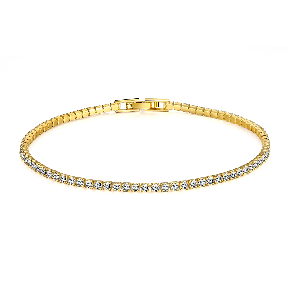 

Simple One Row Tennis Bracelet Yellow Gold Filled Thin Cubic Zirconia Women's Bracelet 19cm(7.48")