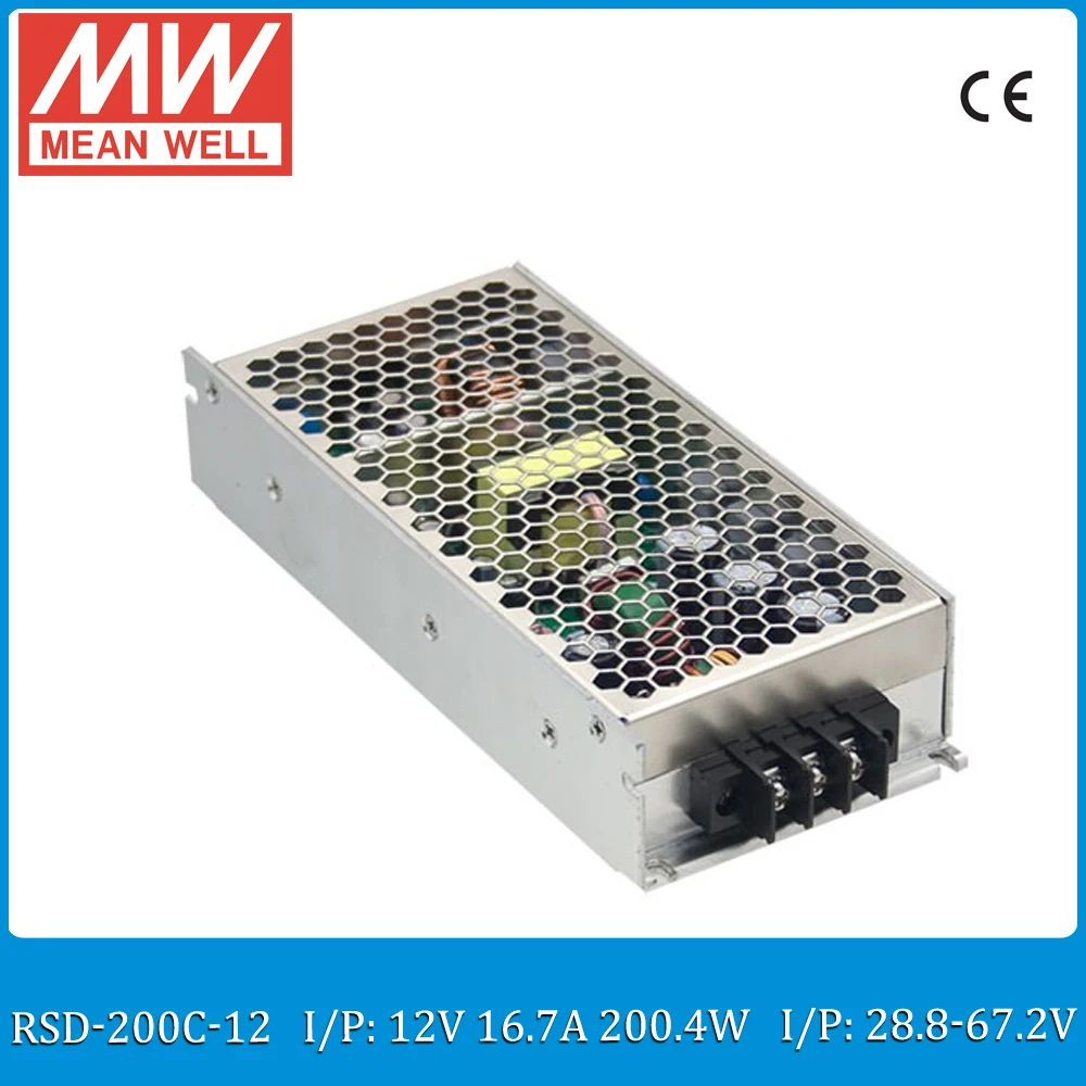 Оригинальный оболоченный преобразователь постоянного тока MEAN WELL RSD 200C 12 200 Вт 28 8 а