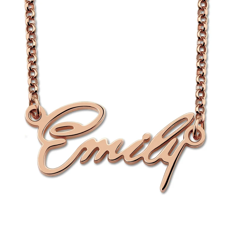 

Wholesale Personalized Tiny Name Necklace Rose Gold Color Name Pendant Fashion Jewelry Gift for Her
