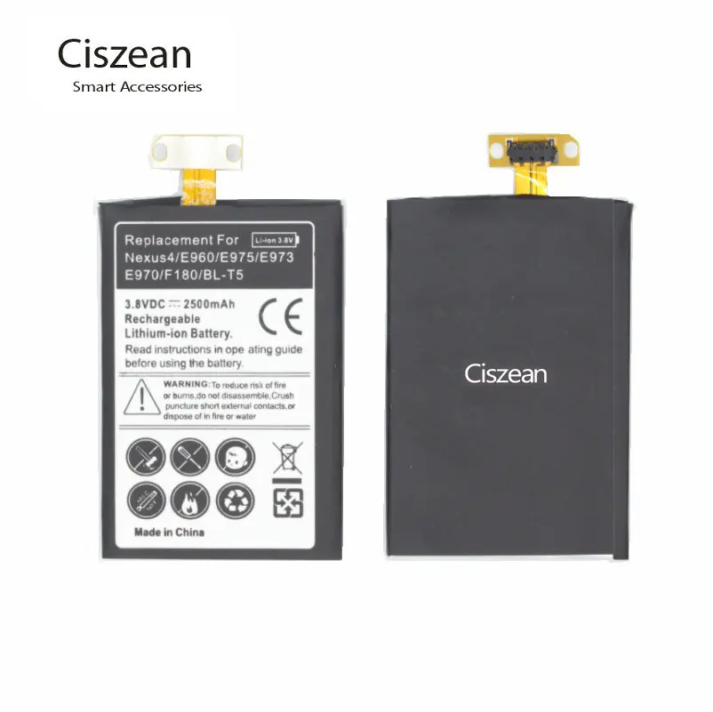 Ciszean 1x2500mAh BL T5 3.8VDC сменный литий ионный аккумулятор для LG Google Nexus4 Nexus 4 Optimus G E960 E970 E973