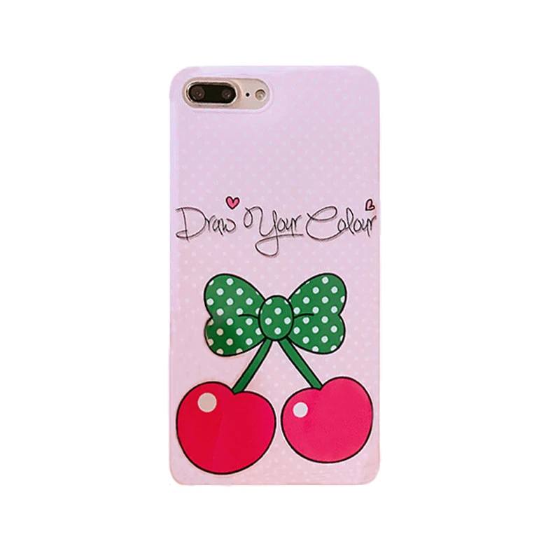 2017 Fashion cartoon sexy girl love green polka dot bow rose cherry letter imd soft tpu case For Iphone6 6s/6plus 6splus/7/7plus |