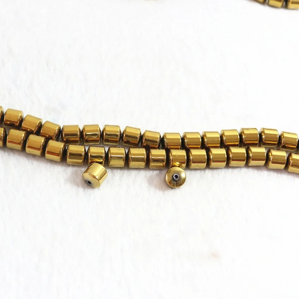 Золото-цвет гематит Камень натуральная мода новый 10х10мм колонна и трубки формы