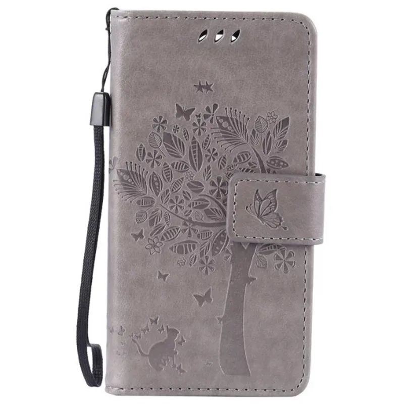 Кожаный чехол для coque LG Spirit 4G LTE C70 H420 H422 H440N чехол для coque LG C70 Tree сумки для мобильных телефонов+ держатель для карт - Цвет: Серый