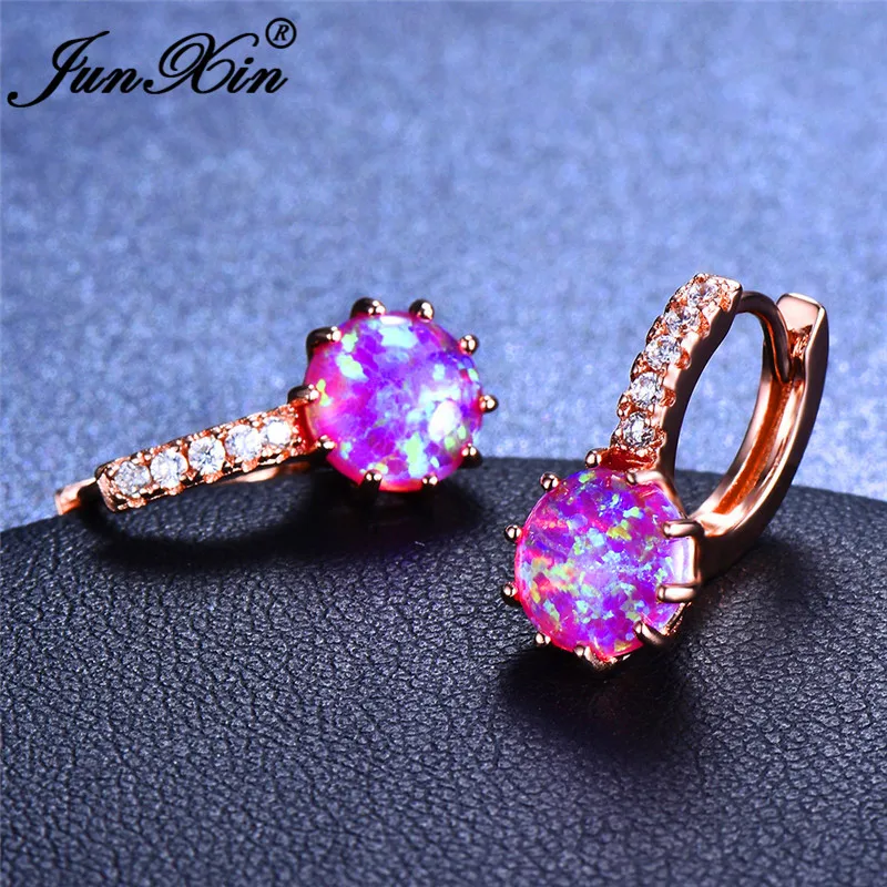 Модные женские круглые серьги-кольца Boho, серебряные Свадебные украшения 925 пробы, белые синие пожарные серьги с камнями-опалами для женщин