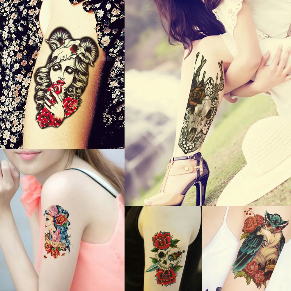 1 шт. 3D глаза цветок поддельные череп крыло временная татуировка Фэнтези HB