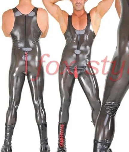 

Мужская сексуальная резиновая безрукавка zentai в прозрачном черном цвете