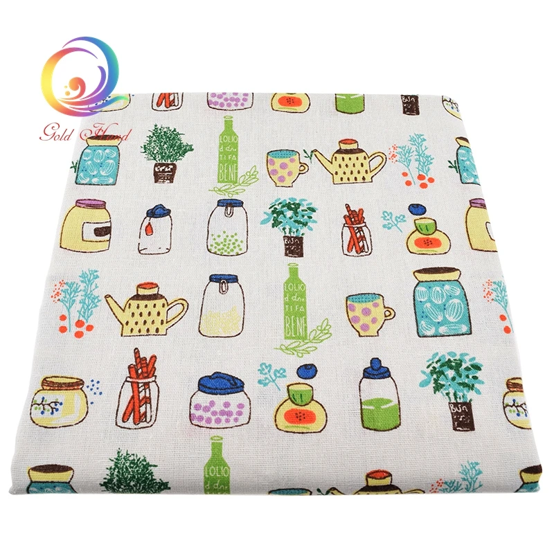 Хлопчатобумажная льняная ткань Haisen с принтом в виде бутылочек для квилтинга