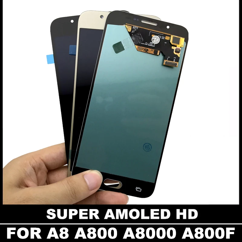 Протестированный AMOLED Полный дигитайзер LCD для Samsung Galaxy A8 A800 A8000 A800F дисплей