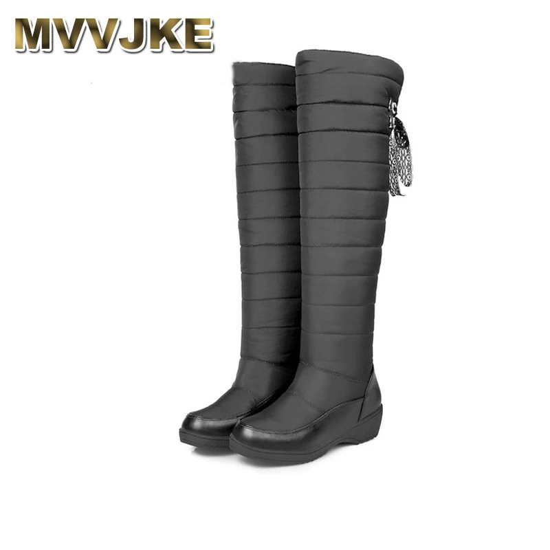MVVJKE/женские зимние сапоги выше колена Женские на платформе с бахромой