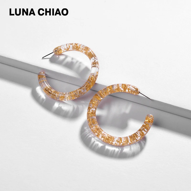 Женские серьги кольца из акриловой смолы LUNA CHIAO модные ювелирные изделия