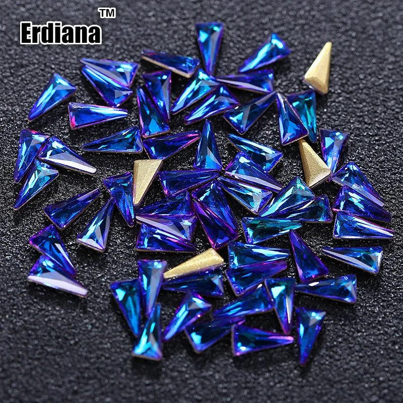 Erdiana 10 шт./компл. 5*10 мм хрусталя ногтей украшения треугольник AB блестящие