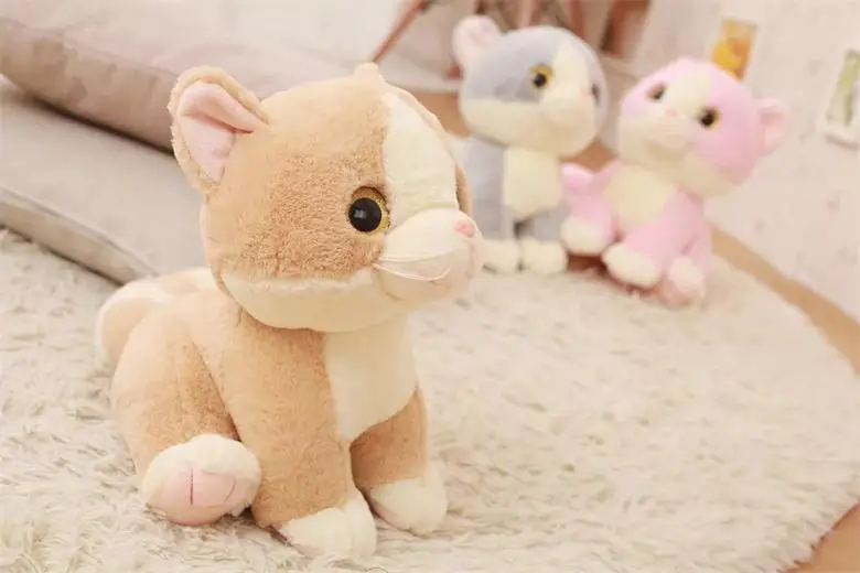 Kawaii Мультфильм 45 65 см кошка с длинным хвостом большие глаза котенок плюшевая