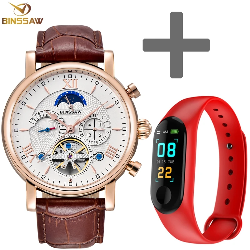 BINSSAW мужские новые автоматические механические Tourbillon часы брендовые модные