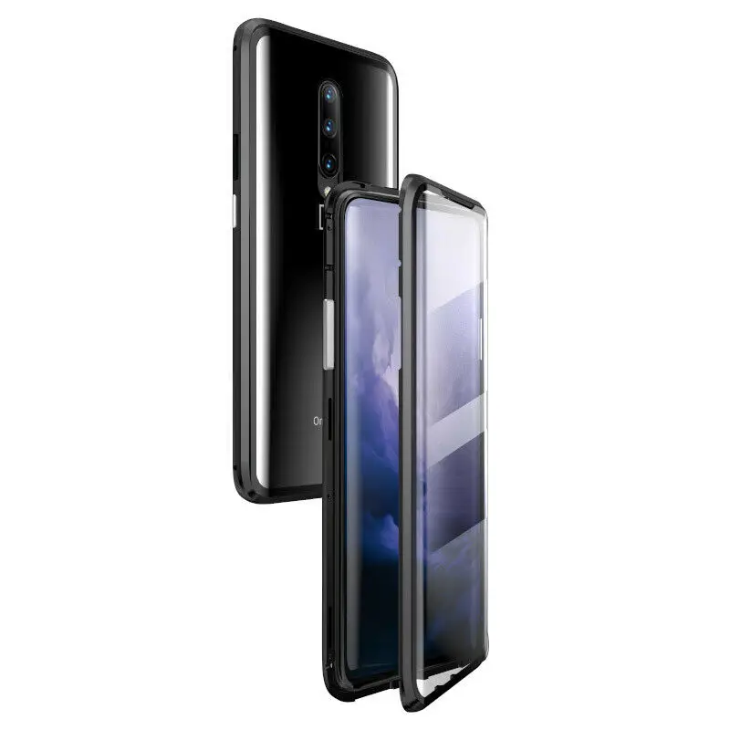 Для Oneplus 7 Pro Магнитный чехол спереди+ сзади двухсторонний 9 H закаленное стекло чехол для Oneplus 7 металлический бампер флип-чехол для телефона - Цвет: A