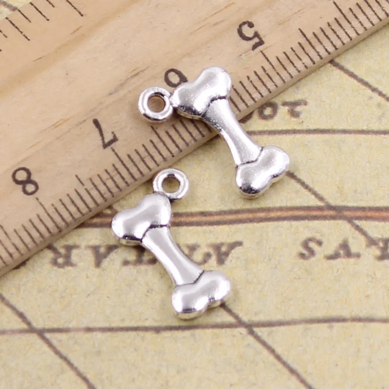 

40pcs Charms Dog Bone 16x10mm Antique Bronze Silver Color Pendants Making DIY Handmade Tibetan Finding Jewelry For Bracelet