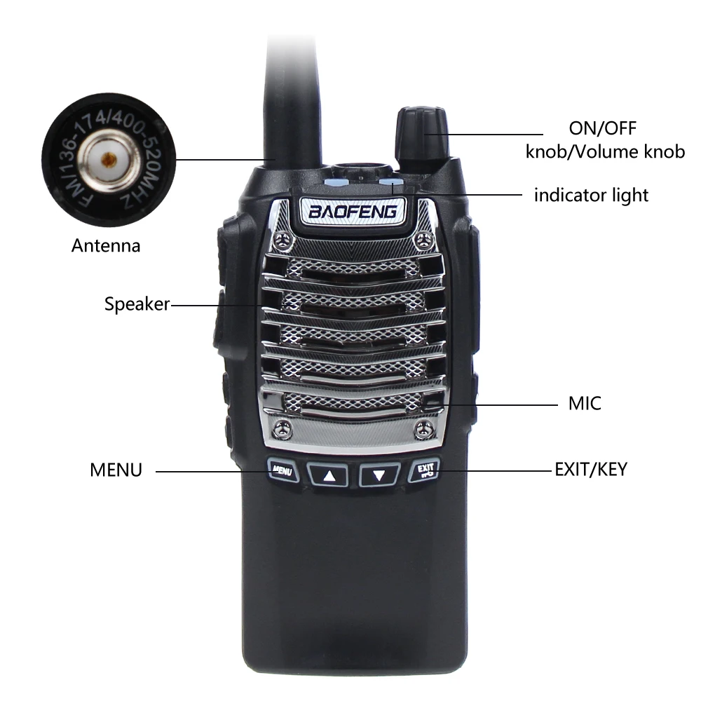 Original Baofeng UV-8D Walkie Talkie 8W UHF 400-480MHz Two Way Radio 128 Channels Portable Radio Comunicador UV8D Interphone