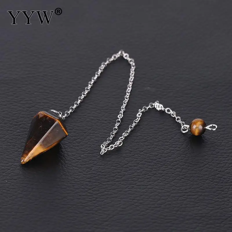 tiger eye YYW мода тигровый глаз рейки маятник натуральный камень амулет лечебная подвеска-кристалл медитация шестиугольные маятники для мужчин и женщин - Окраска металла: tiger eye