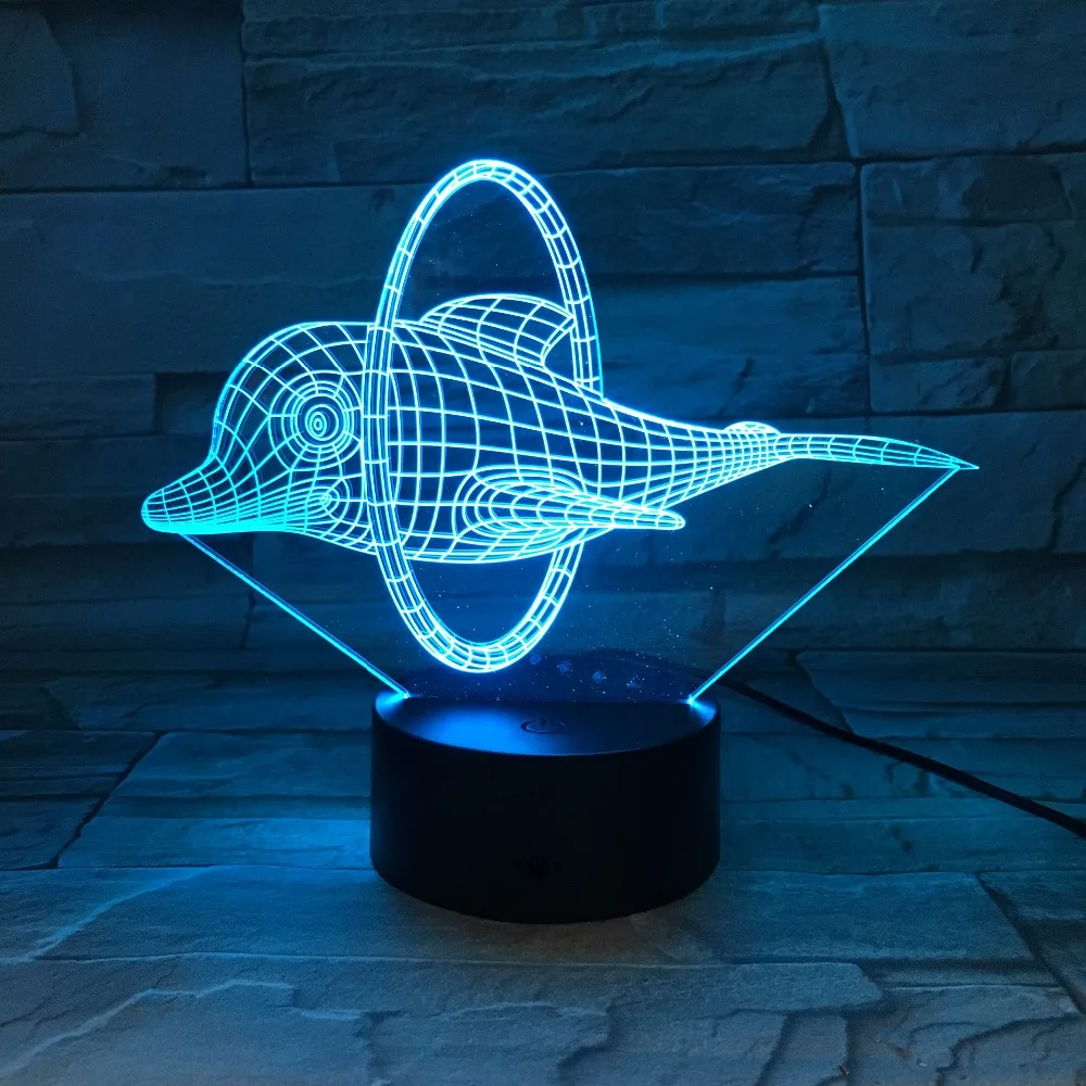 Цирк Симпатичные Дельфин 3D светодиодный светильник Иллюзия Ночной 7 цветов стол