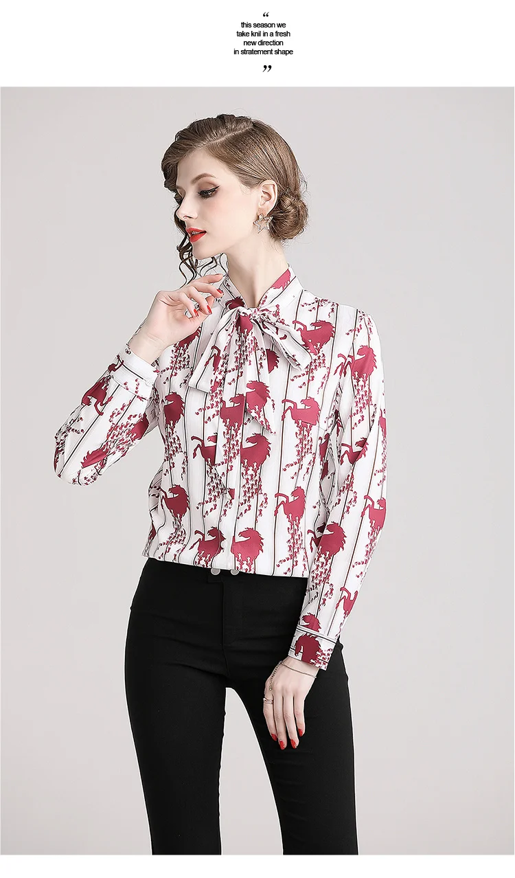 Рубашка женская с длинным рукавом и принтом офисная обтягивающая 2019|Рубашки| |