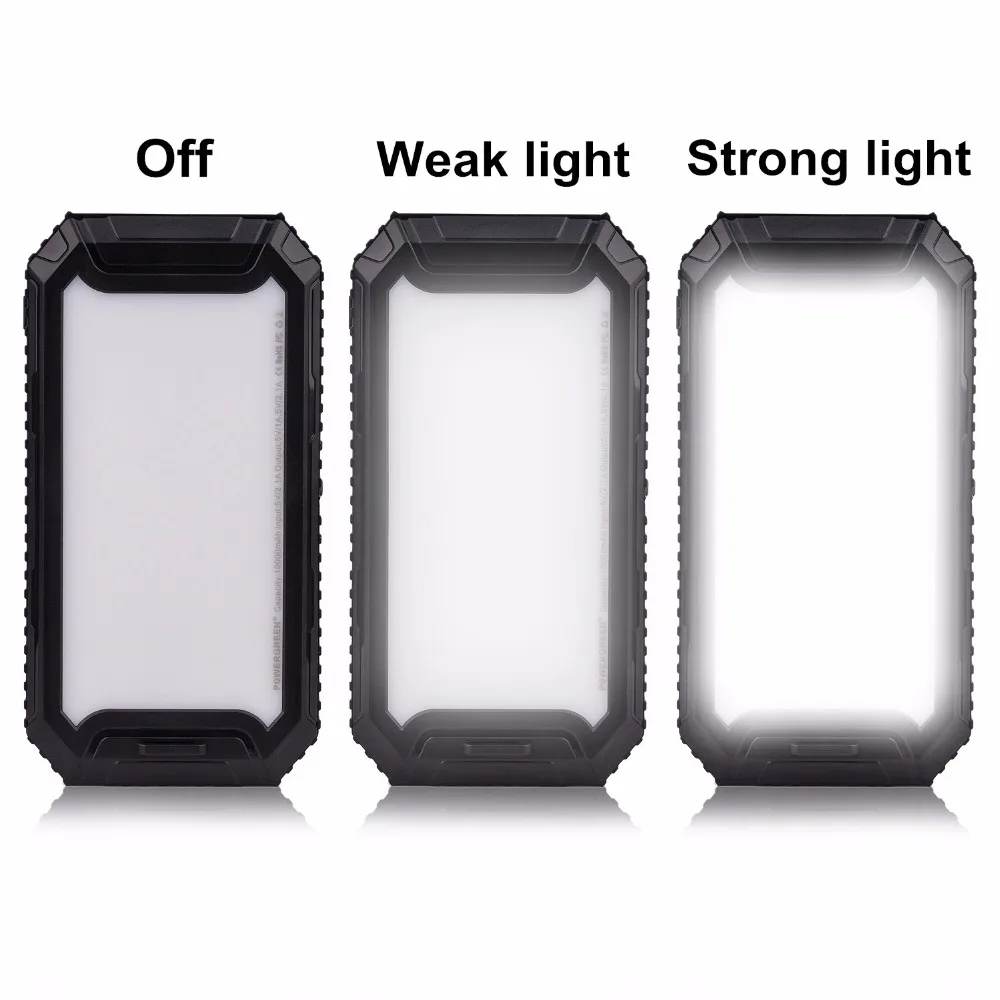 Power Green Phone Solar Charger 10000mAh Bank внешний аккумулятор солнечная панель зарядное