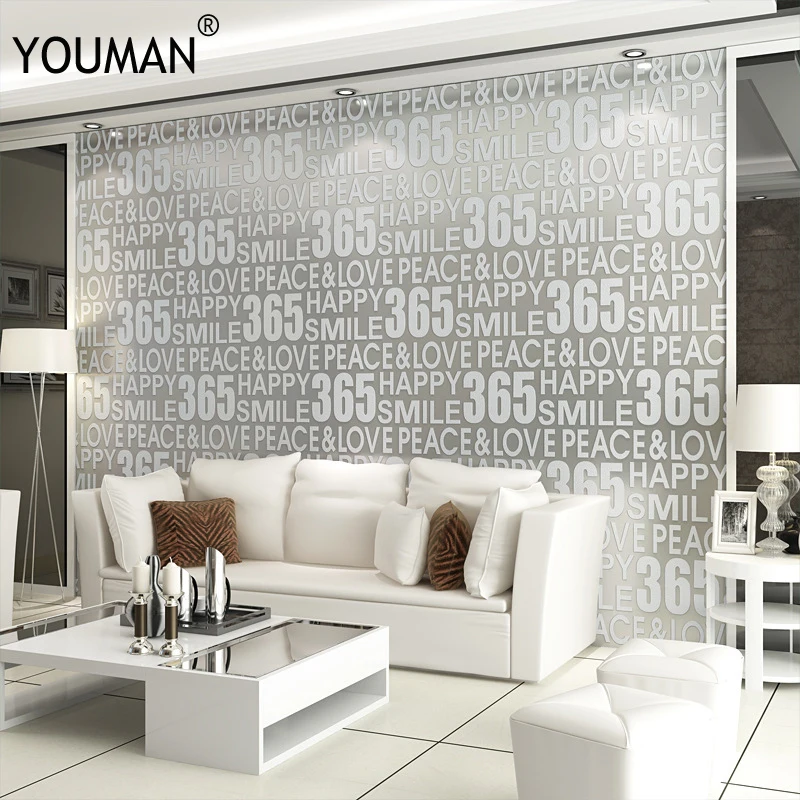

Wallpapers YOUMAN Flock Words Textured Letters Modern Wallpaper Simple Embossed Living Room Wall Paper Wall Covering Decoration
