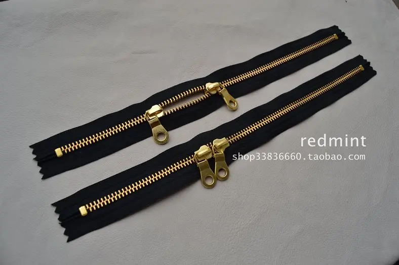 5# золотой и медный двойной хвост закрытый черный YKK металлическая молния кожаная сумка для