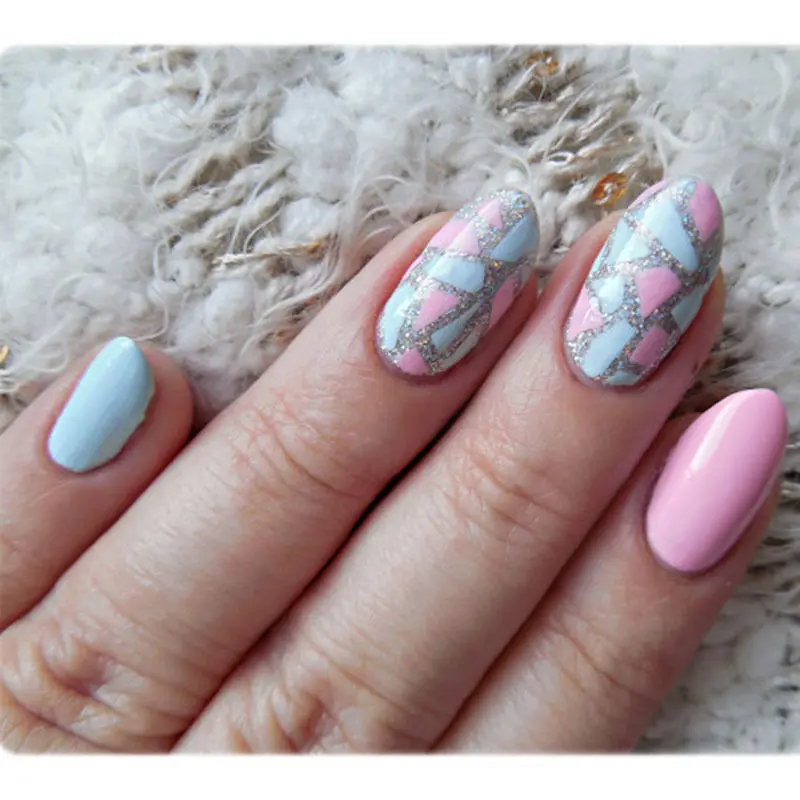 12 Tips/Sheet Irregular Triangle Pattern Nail Art Transfer Foils Sticker Beauty Adhesive Polish Wrap Tips Decorations | Красота и
