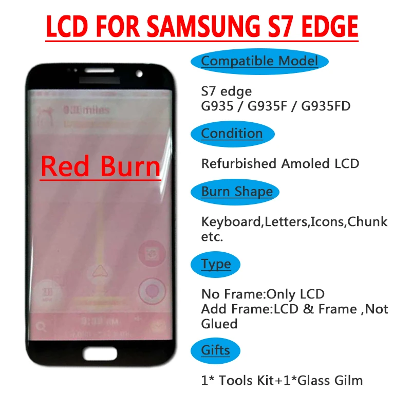 Оригинальный ЖК дисплей 5 дюйма с рамкой для SAMSUNG Galaxy S7 edge G935 G935F + сенсорный экран
