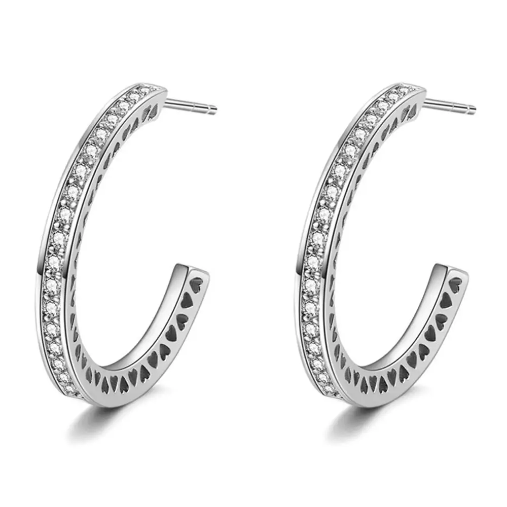 White Gold UMODE модные розовые золотые маленькие серьги-кольца кубический цирконий обручи круглый C Форма Серьги для женщин Femme ювелирные изделия UE0532 - Окраска металла: White Gold