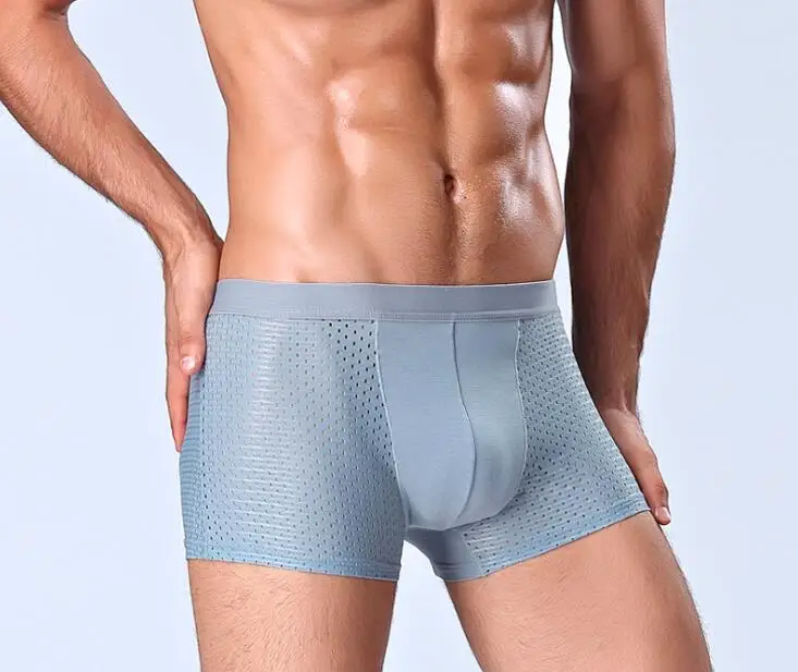 Light Blue Нижнее белье Брендовые мужские трусы-боксеры дышащие нейлоновые мужские Модальные трусы мужские трусы размера плюс L до XXXL 4XL R1 - Цвет: Light Blue