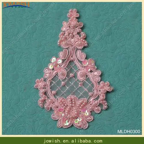 pink 15cm lenght 20 шт./партия черное свадебное кружево тканевая аппликация Цветочная сетка вышитый бисером кружевной аппликатор с жемчужными бусинами черные кружевные мотивы - Цвет: pink 15cm lenght