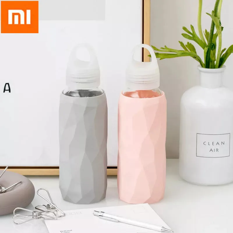 Xiaomi Jordan& Judy 300 мл стеклянная бутылка для воды Спортивная дорожная Питьевая чашка с силиконовым покрытием бутылки для велосипеда на открытом воздухе Высокое качество