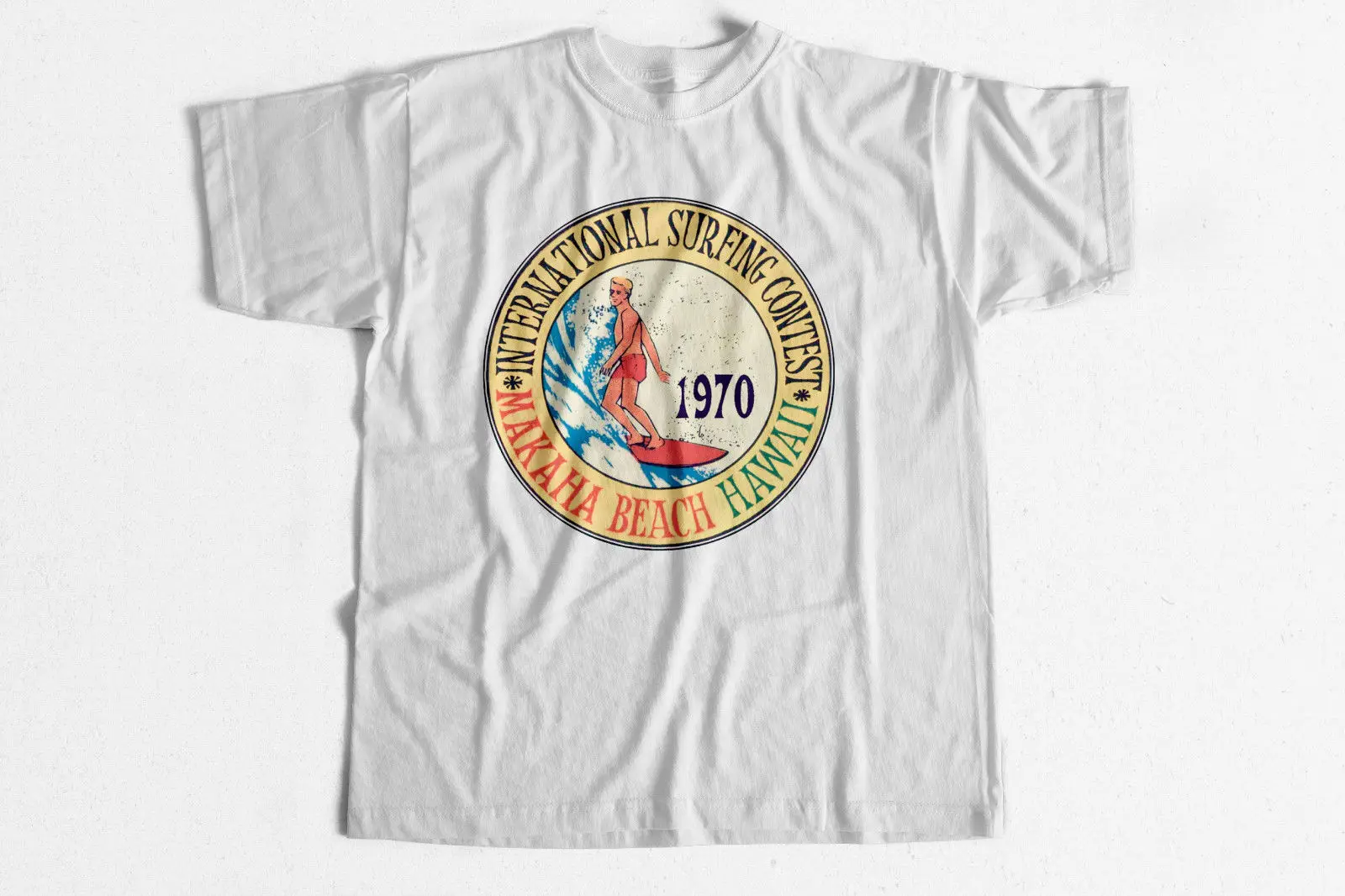 Винтажная футболка для серфинга Makaha surf Contest 1970 Surf Hawaii 1950s Удобная Повседневная с