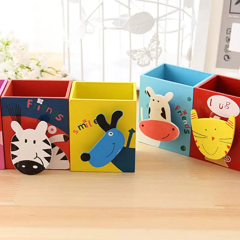 5pcs Cute little animal cartoon wooden pen pen gift prize for students